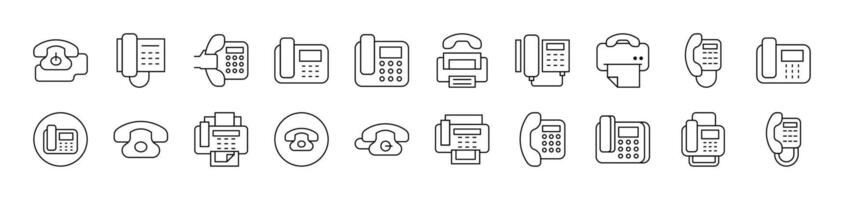 Phone and Fax Icon Set for UI, Placards, Books, Apps. Editable Stroke. Suitable for Web Sites, Books, Cards, Apps vector