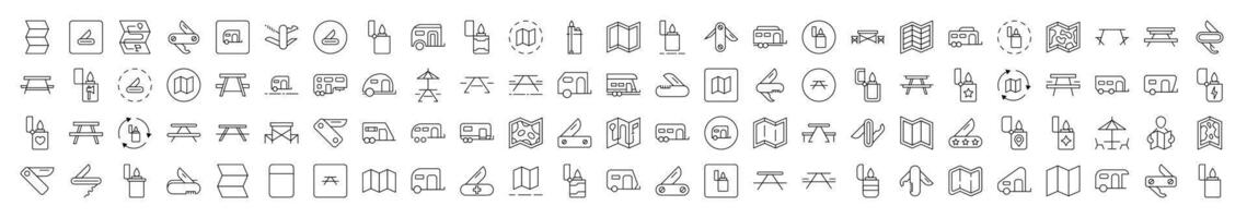 Beach, Umbrella, Surfing, Lifeline, Summer Rest Symbols Drawn with Thin Line. Collection of Various Design Elements that Can Be Used for Apps, Articles, Web Sites, Social Media vector