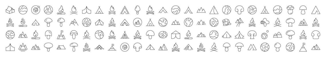 Mushroom, Mountain, Planet, Bonfire Related Icon for Websites, Apps, Infographics and Other Purposes vector