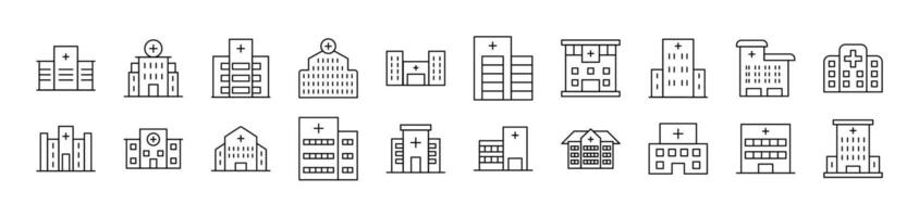 Hospital Bundle of Thin Icons. Editable Stroke. Suitable for Web Sites, Books, Cards, Apps vector