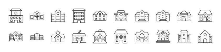 Building Bundle of Thin Icons. Editable Stroke. Suitable for Web Sites, Books, Cards, Apps vector