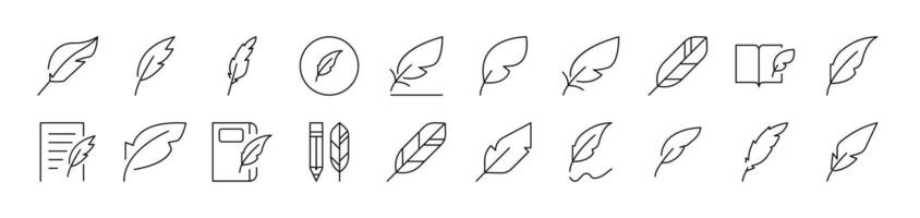 Feather Set of Thin Icons. Editable Stroke. Suitable for Web Sites, Books, Cards, Apps vector