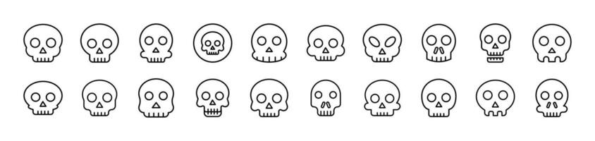 Skull Collection of Thin Icons. Editable Stroke. Suitable for Web Sites, Books, Cards, Apps vector