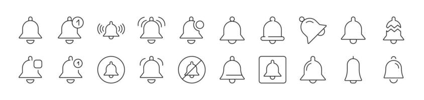 Bell as Ring and Notification Simple Isolated Line Icons Collection. Editable Stroke. Suitable for Web Sites, Books, Cards, Apps vector
