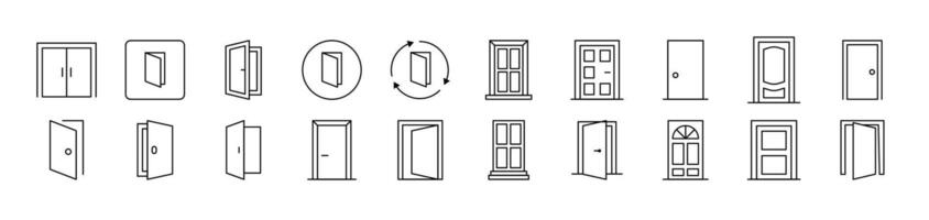 Door Icon Set for UI, Placards, Books, Apps. Editable Stroke. Suitable for Web Sites, Books, Cards, Apps vector