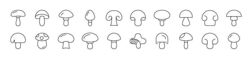 Mushroom Pack of Thin Icons. Editable Stroke. Suitable for Web Sites, Books, Cards, Apps vector
