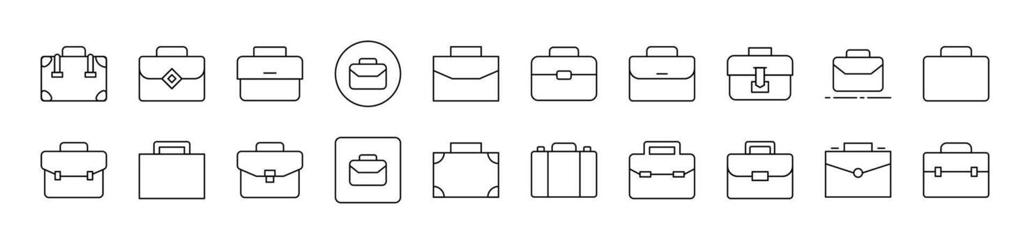 Briefcase, Business Suitcase Icon Set for UI, Placards, Books, Apps. Editable Stroke. Suitable for Web Sites, Books, Cards, Apps vector