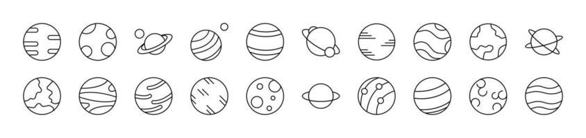 Planets and Celestial Bodies Icon Set for UI, Placards, Books, Apps. Editable Stroke. Suitable for Web Sites, Books, Cards, Apps vector