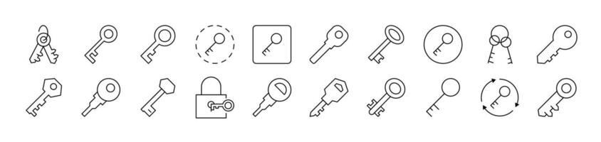 Key for Door Simple Isolated Line Icons Collection. Editable Stroke. Suitable for Web Sites, Books, Cards, Apps vector