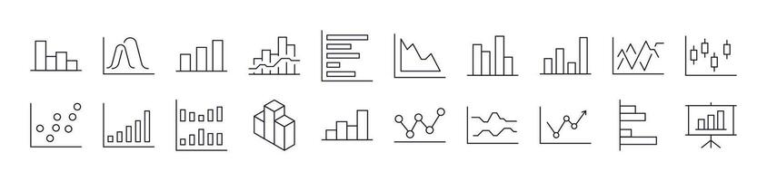 Progress Bar, Growth, Diagram Outline Picture Collection. Editable Stroke. Perfect for Infographics, Articles, Books, Flyers, Banners vector