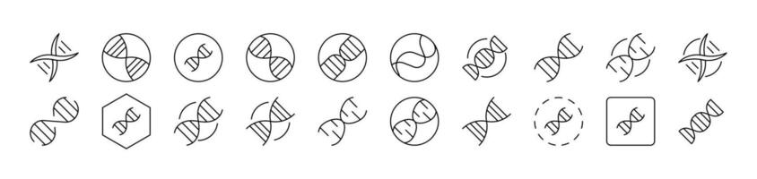 DNA Thin Icons Collection. Editable Stroke. Suitable for Web Sites, Books, Cards, Apps vector