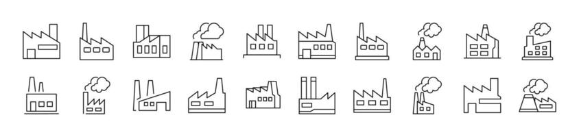 Factory and Manufacture Simple Icon Collection. Editable Stroke. Perfect for Infographics, Articles, Books, Flyers, Banners vector