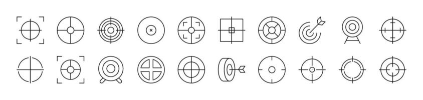 Sniper Target and Aim Related Outline Picture Collection. Editable Stroke. Perfect for Infographics, Articles, Books, Flyers, Banners vector