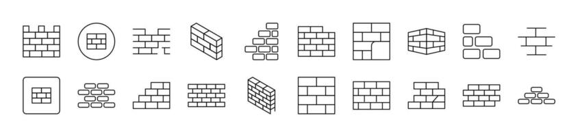 Brick Wall Bundle of Thin Icons. Editable Stroke. Suitable for Web Sites, Books, Cards, Apps vector