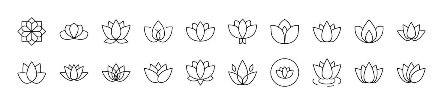Flower Set of Thin Icons. Editable Stroke. Suitable for Web Sites, Books, Cards, Apps vector