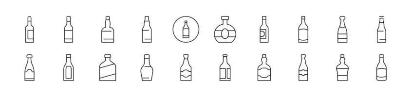 Bottle Icon Set for UI, Placards, Books, Apps. Editable Stroke. Suitable for Web Sites, Books, Cards, Apps vector
