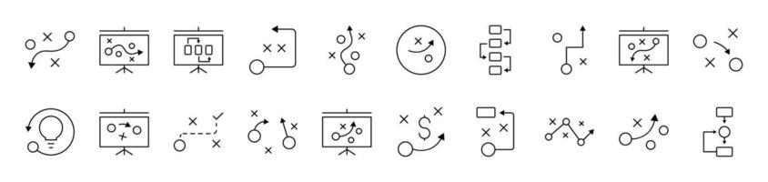 Algorithm, Scheme and Infographics Outline Icon Collection. Editable Stroke. Perfect for Infographics, Articles, Books, Flyers, Banners vector
