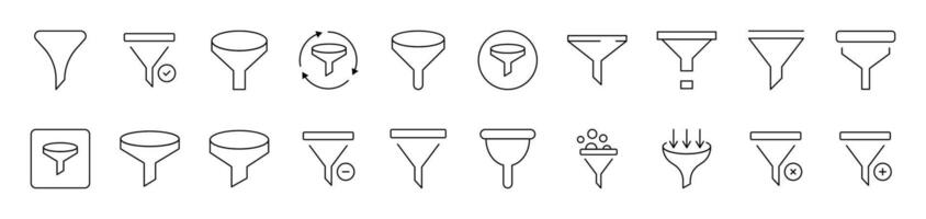 Funnel Outline Image Collection. Editable Stroke. Perfect for Infographics, Articles, Books, Flyers, Banners vector