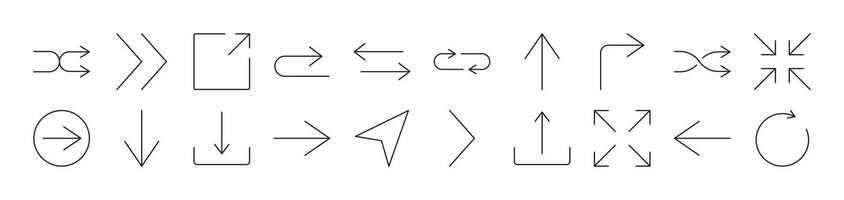 Arrows Up, Down, Right and Left Outline Picture Collection. Editable Stroke. Perfect for Infographics, Articles, Books, Flyers, Banners vector