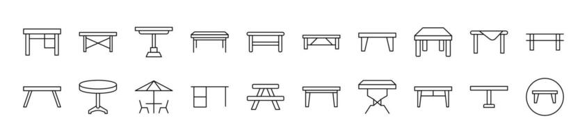 Table Collection of Thin Icons. Editable Stroke. Suitable for Web Sites, Books, Cards, Apps vector