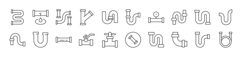 Pipe Icon Set for UI, Placards, Books, Apps. Editable Stroke. Suitable for Web Sites, Books, Cards, Apps vector