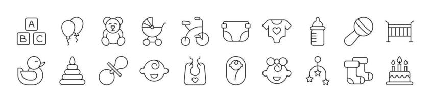 Childhood Related Image Collection. Editable Stroke. Perfect for Infographics, Articles, Books, Flyers, Banners vector