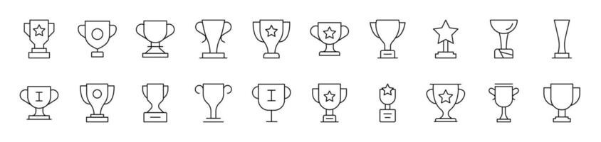 Winning Cup Outline Icon Collection. Editable Stroke. Perfect for Infographics, Articles, Books, Flyers, Banners vector