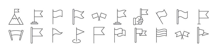Collection of Icons of Flag Drawn with Thin Line for apps, web sites, banners, infographics and other types of design vector