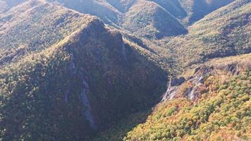 Aerial View of a Mountain Range in Autumn video