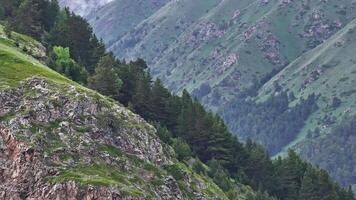Camera panning revealing vast mountain valley landscape video