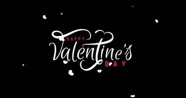 Happy valentines day handwritten animated text. Romantic valentine's day background animation. Happy Valentine's Day. alpha channel video