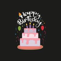 Happy Birthday. Cake candle background icon. Typography design. vector