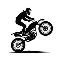 Silhouette of a biker making dangerous stunts on his motorcycle vector