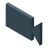 Dark gray video camera icon capturing moments in isometric view vector