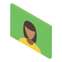 Online user profile picture showing person with green screen background vector