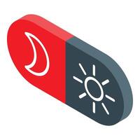 Day and night mode switch toggle button showing sun and moon icons vector