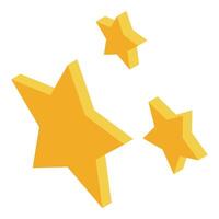Three dimensional gold stars floating on white background vector