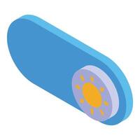 Sunbathing mode toggle button showing summertime relaxation vector