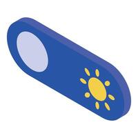 Day and night mode switch button showing sun icon for light setting vector