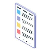 Tablet showing checklist with colorful markers in isometric view vector