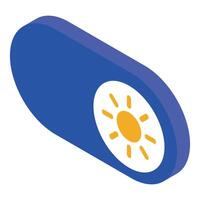 Sun mode toggle button showing light setting in isometric view vector