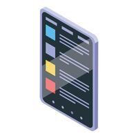 Modern tablet displaying colorful data and information in isometric view vector