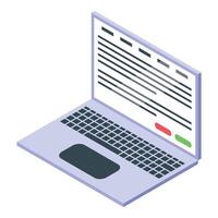 Modern laptop showing programming code on screen in isometric view vector
