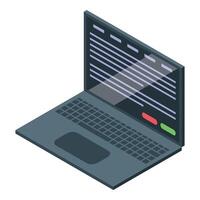 Modern laptop displaying lines of code, software development concept vector