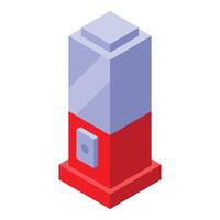 Modern red vending machine dispensing products isometric view vector