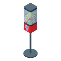Colorful chewing gum vending machine dispensing candy in isometric view vector