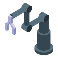 Robotic arm picking up object in modern factory vector
