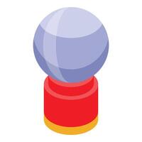Empty crystal ball on a red and yellow pedestal is waiting to be filled with magic vector