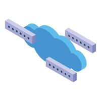 Cloud computing servers connecting to data cloud isometric icon vector