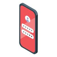 Smartphone showing login form requiring password entry vector